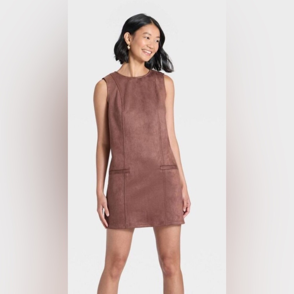 A New Day Suede Brown Sleeveless Dress